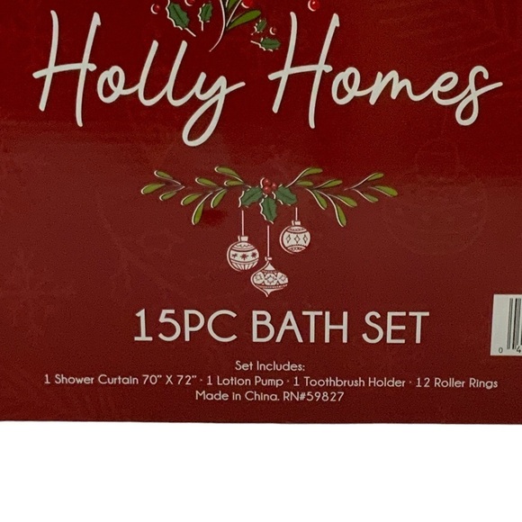 Christmas Bathroom Set Santa Gnomes Curtain Accessories 15 Piece Grey Multicolor - Picture 9 of 12